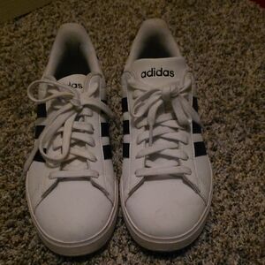 Adidas Classic White Sneakers with Black Stripes